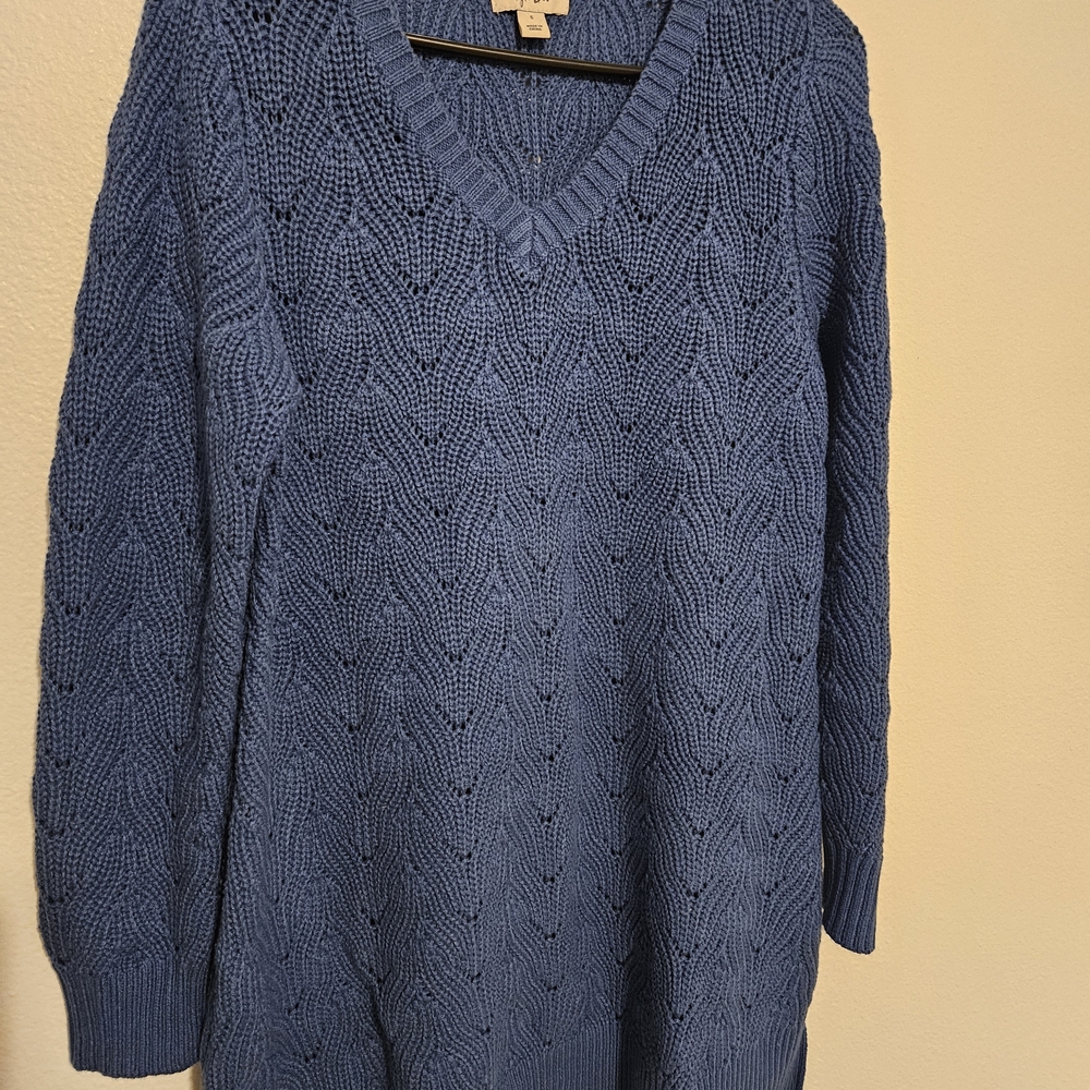 Style & Co. Textured Blue V-Neck Sweater